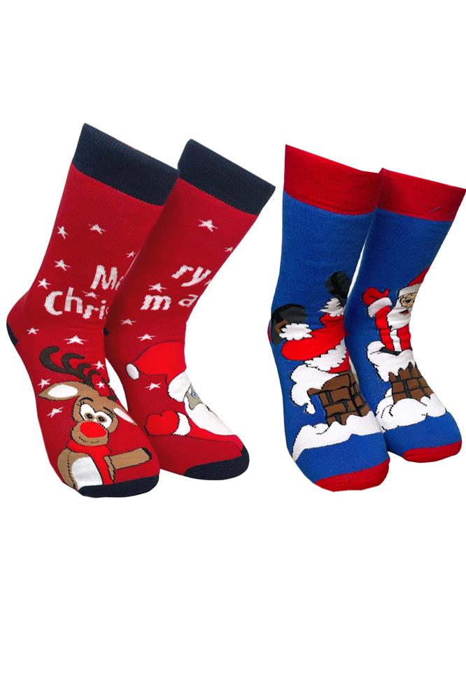 CHRISTMAS WOMEN\'S SOCKS ONE COLOR TERRY 2PACK