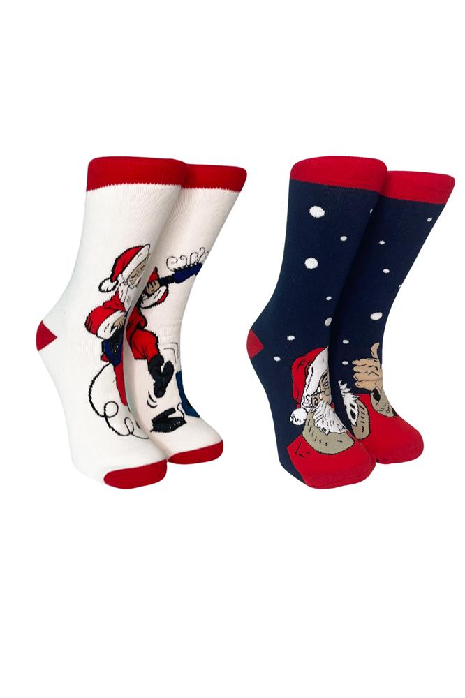 CHRISTMAS WOMEN\'S SOCKS ONE COLOR TERRY 2PACK